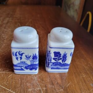 Blue Willow porcelain salt and pepper shakers